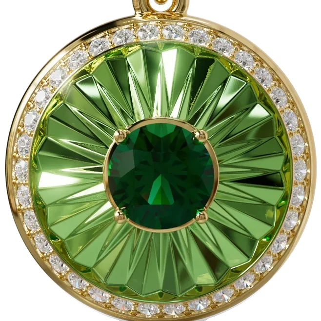 Sinan Expressions Pendant, verdelite, yellow gold, the head