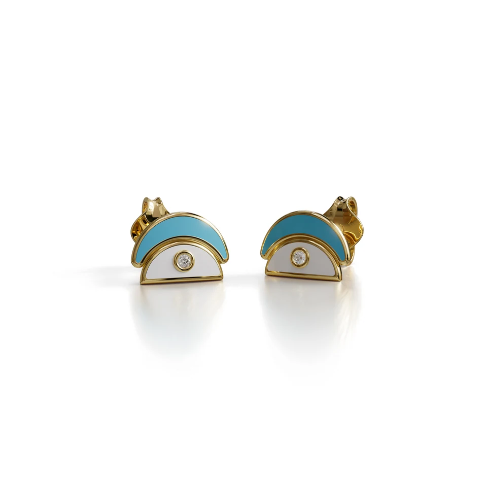 Amara Stud Earrings, yellow gold, view 3 of 3