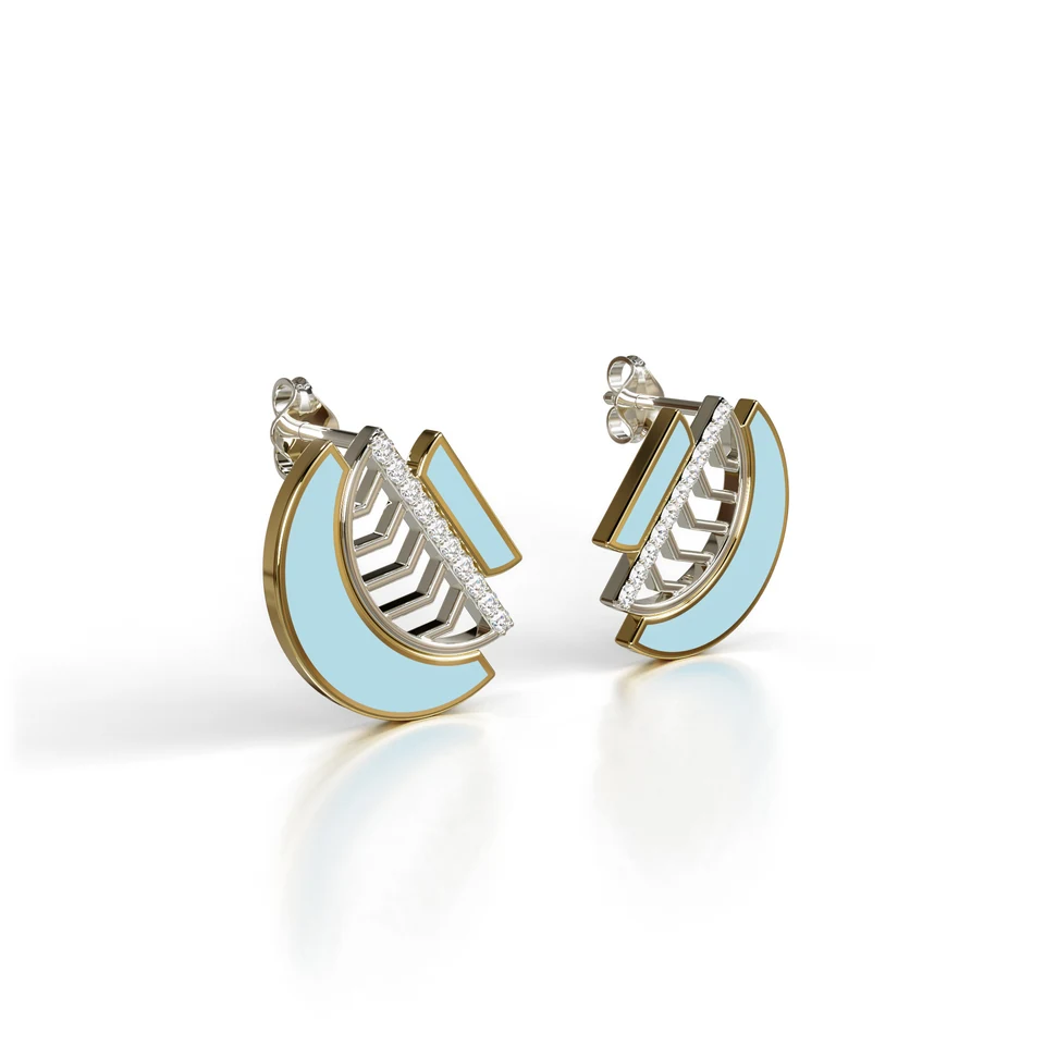 Amara Harmony Earrings, yellow and white gold, view 3 of 3