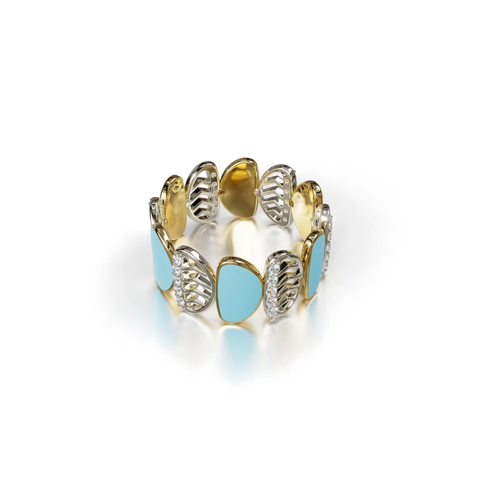 Amara Harmony Ring, yellow and white gold, view 3 of 3