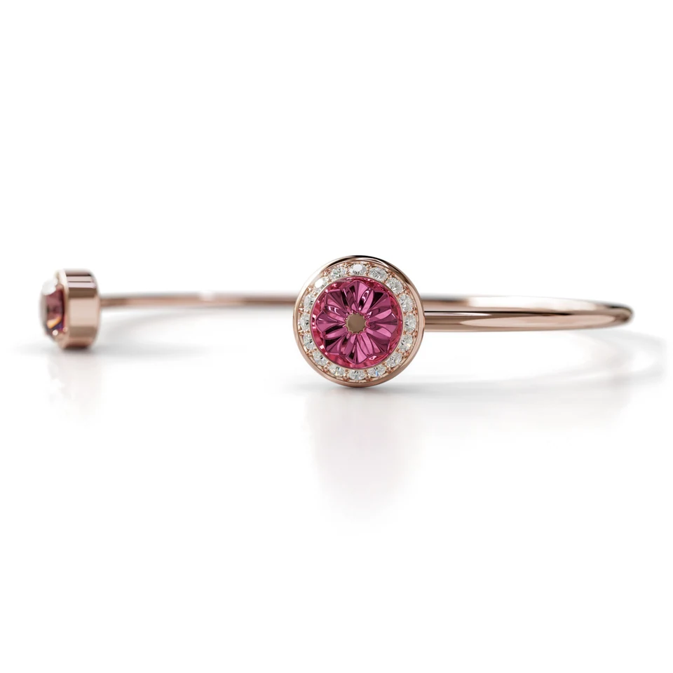 Sinan Expressions Bangle, rubellite, rose gold, view 2 of 3