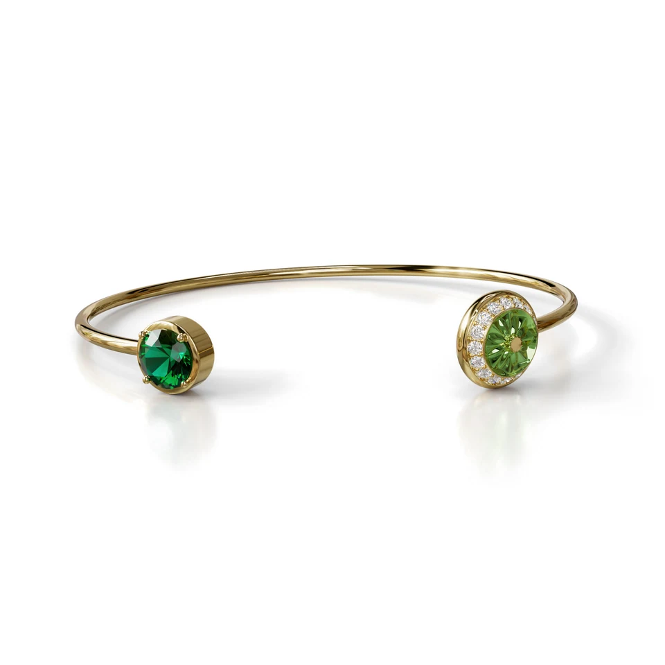Sinan Expressions Bangle, verdelite, yellow gold