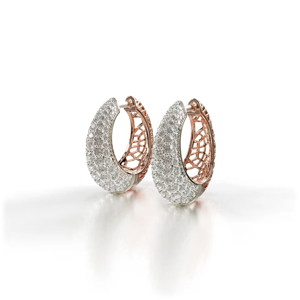 Sinan Pavé Earrings, rose and white gold