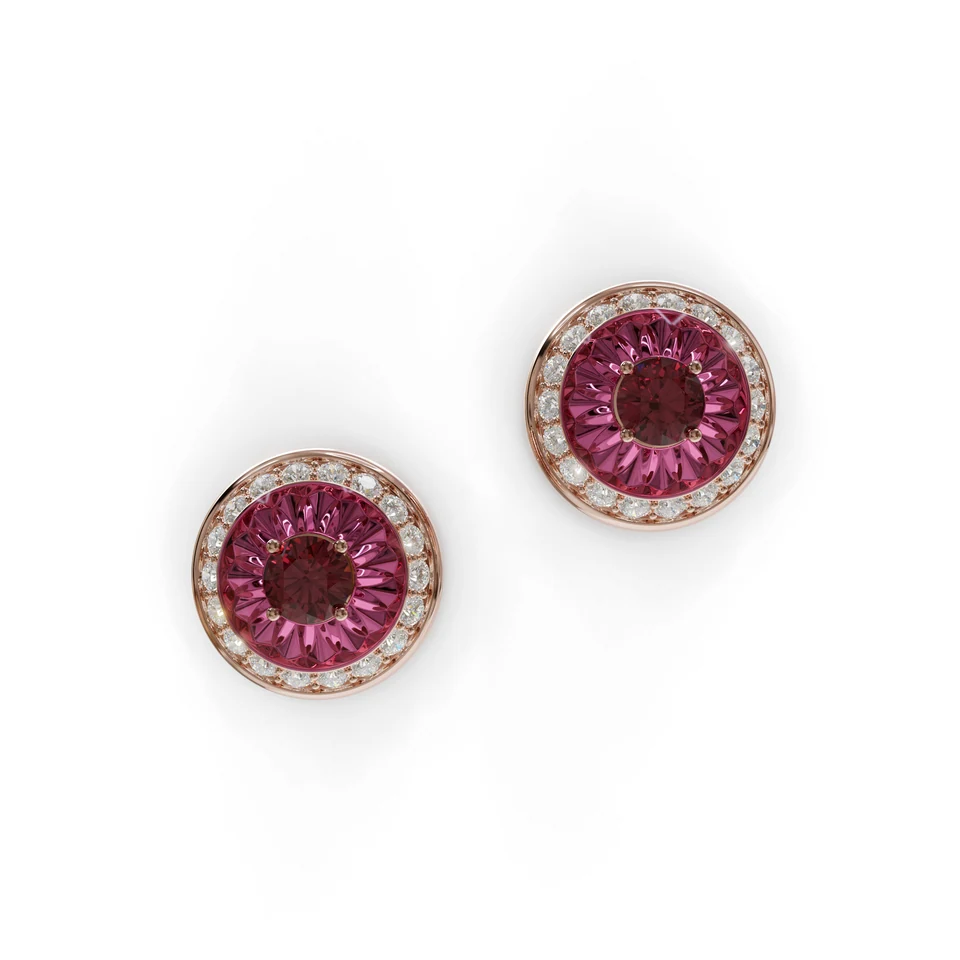Sinan Expressions Earrings, rubellite, rose gold
