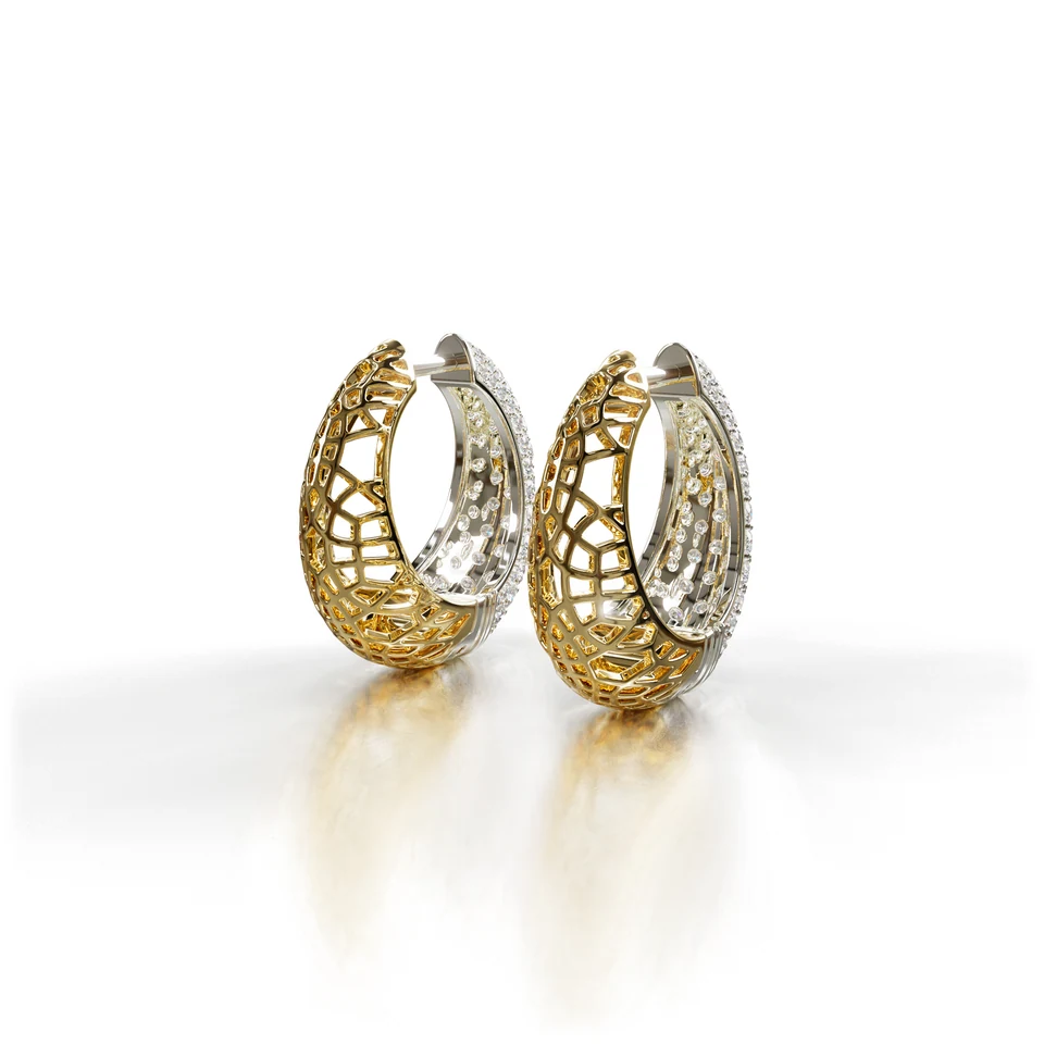 Sinan Pavé Earrings, yellow and white gold, view 4 of 4