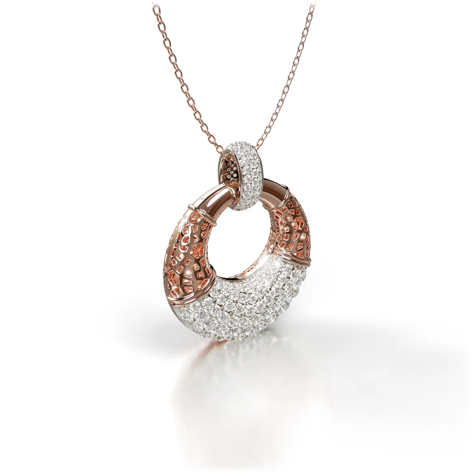 Sinan Pavé Pendant, rose and white gold