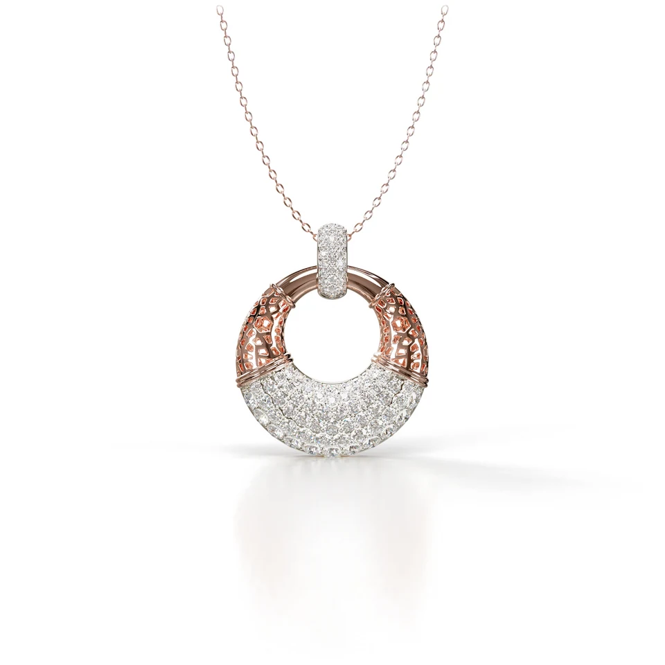 Sinan Pavé Pendant, rose and white gold, view 3 of 4