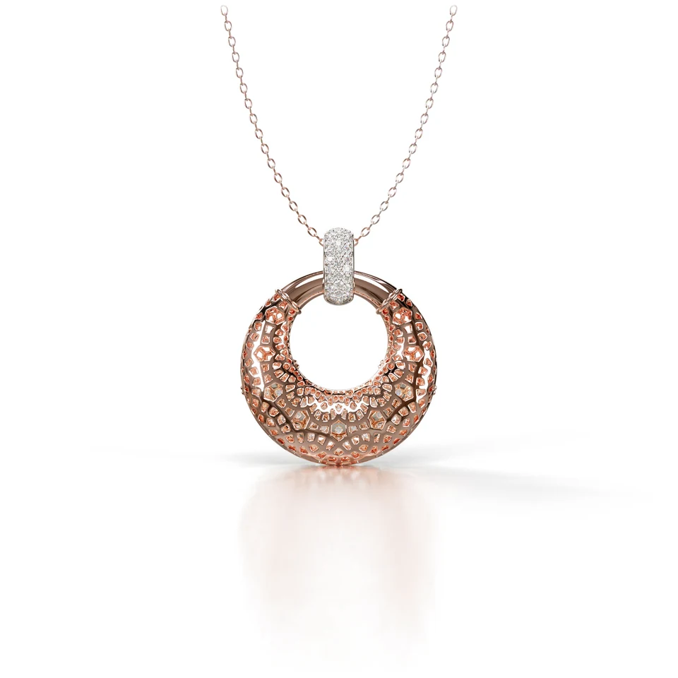 Sinan Pavé Pendant, rose and white gold, view 4 of 4