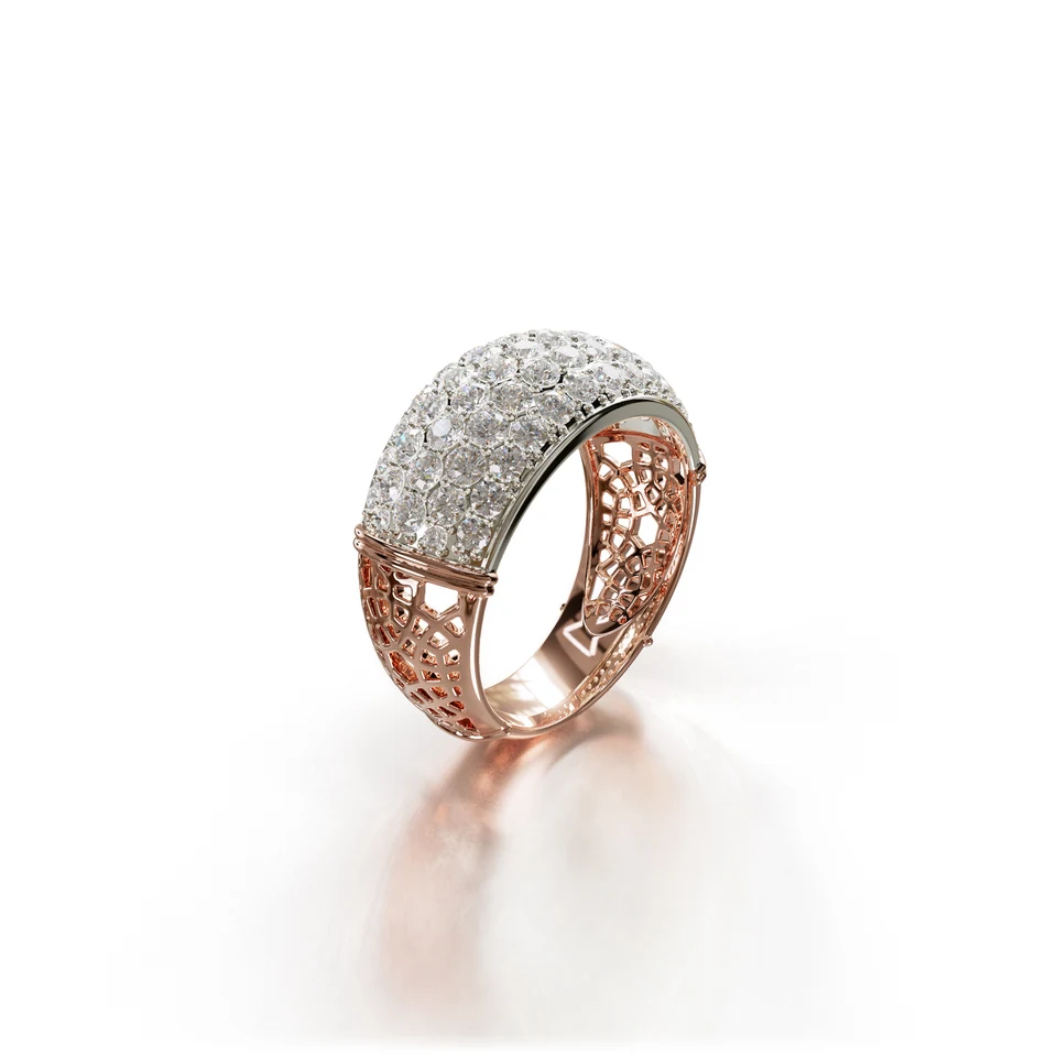 Sinan Pavé Ring, rose and white gold