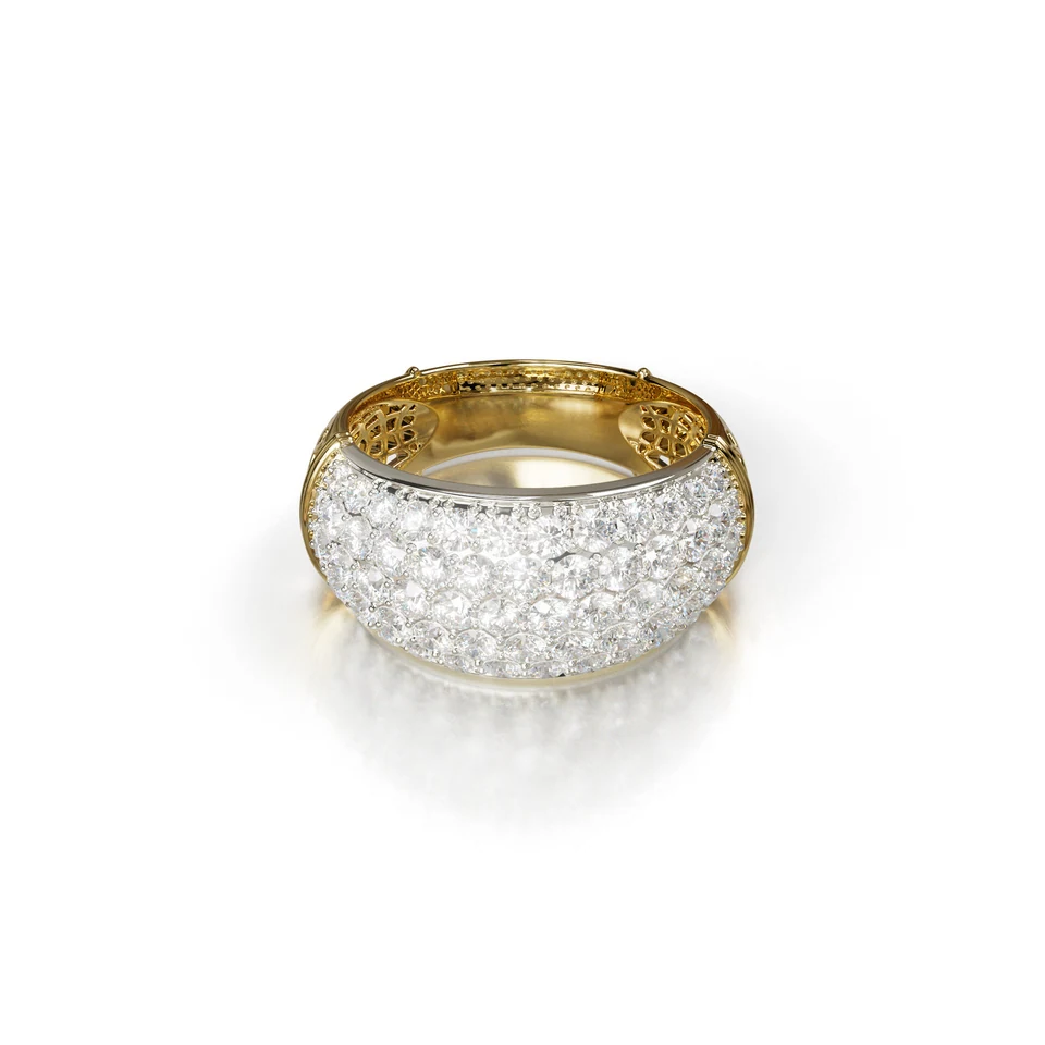 Sinan Pavé Ring, yellow and white gold, view 3 of 3